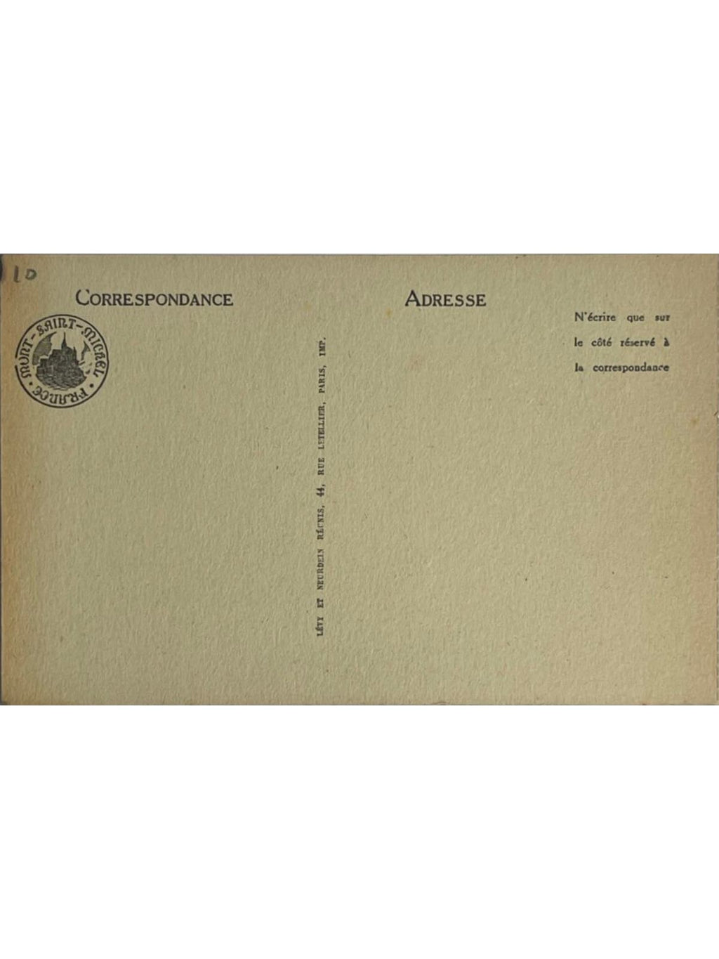 Verso de la carte postale