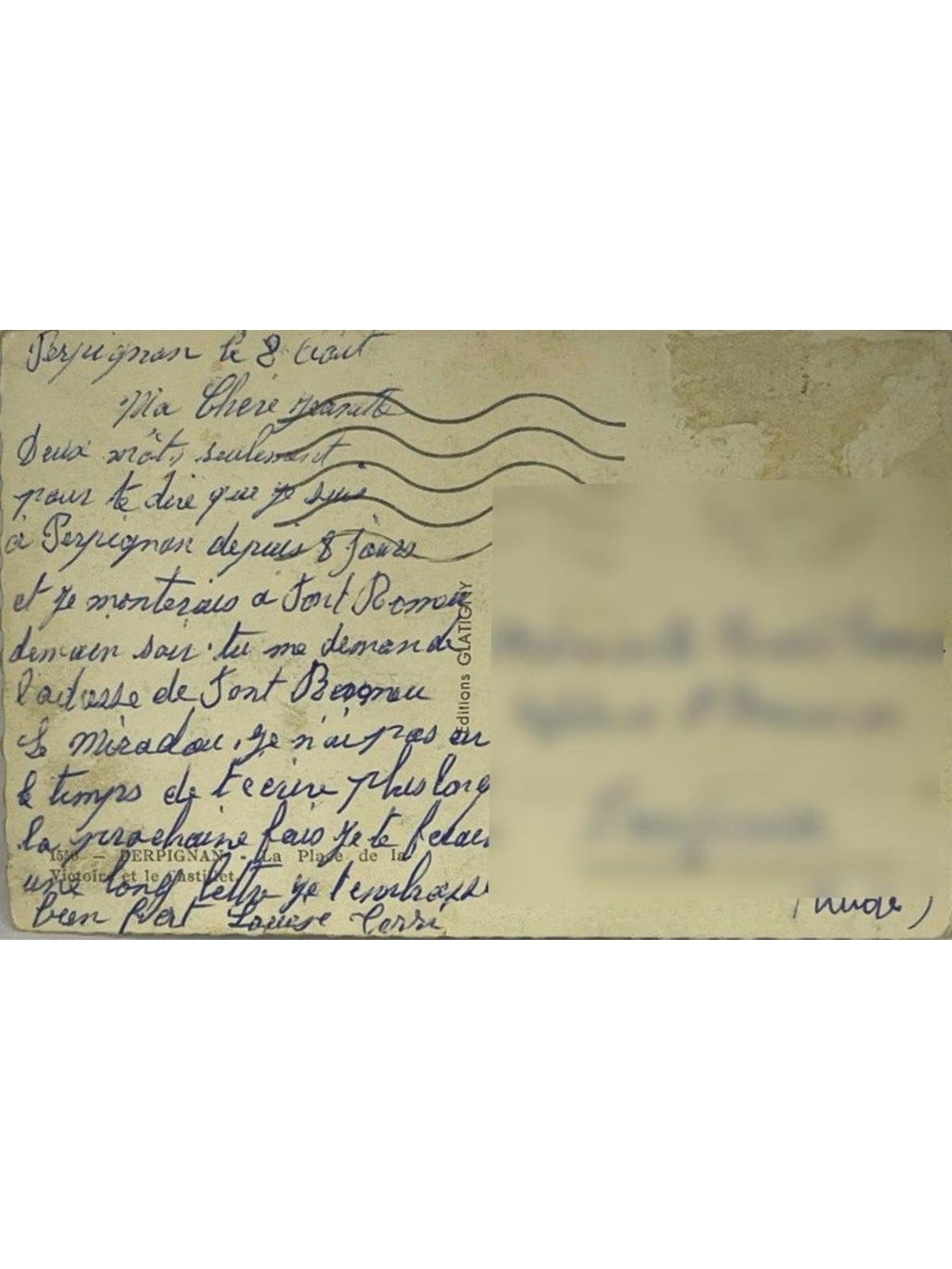 Verso de la carte postale