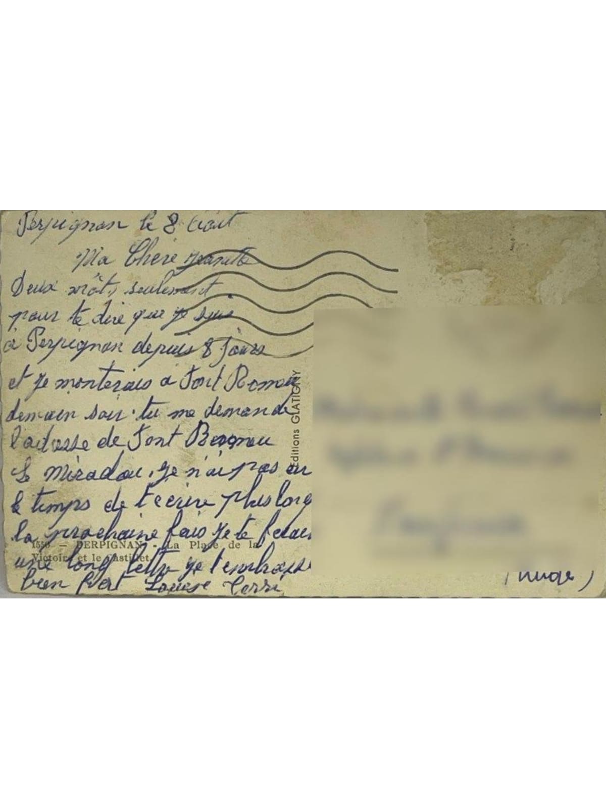 Verso de la carte postale
