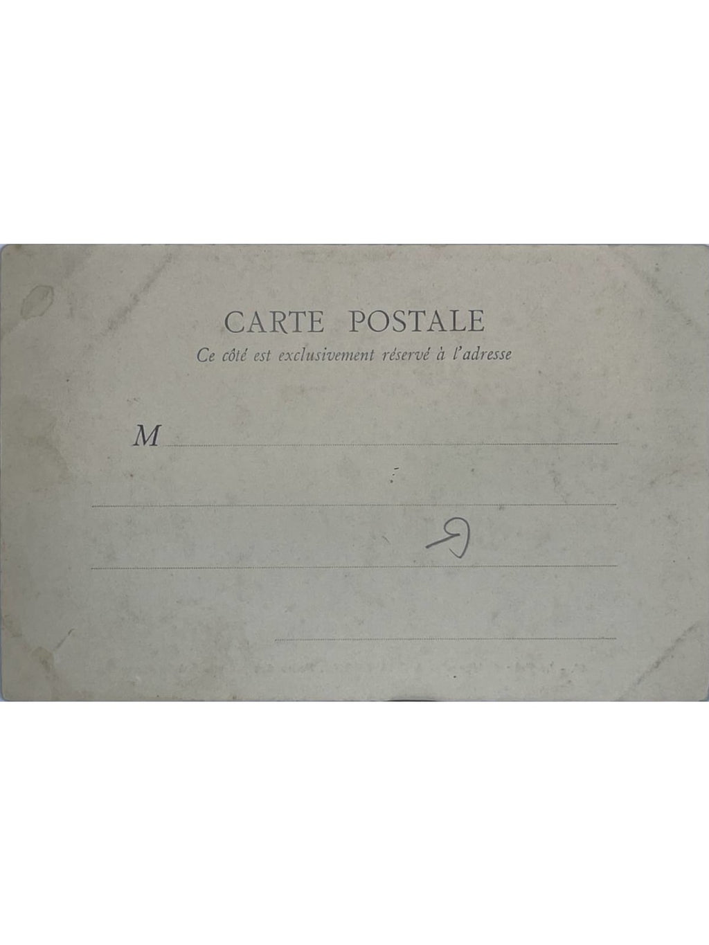 Verso de la carte postale