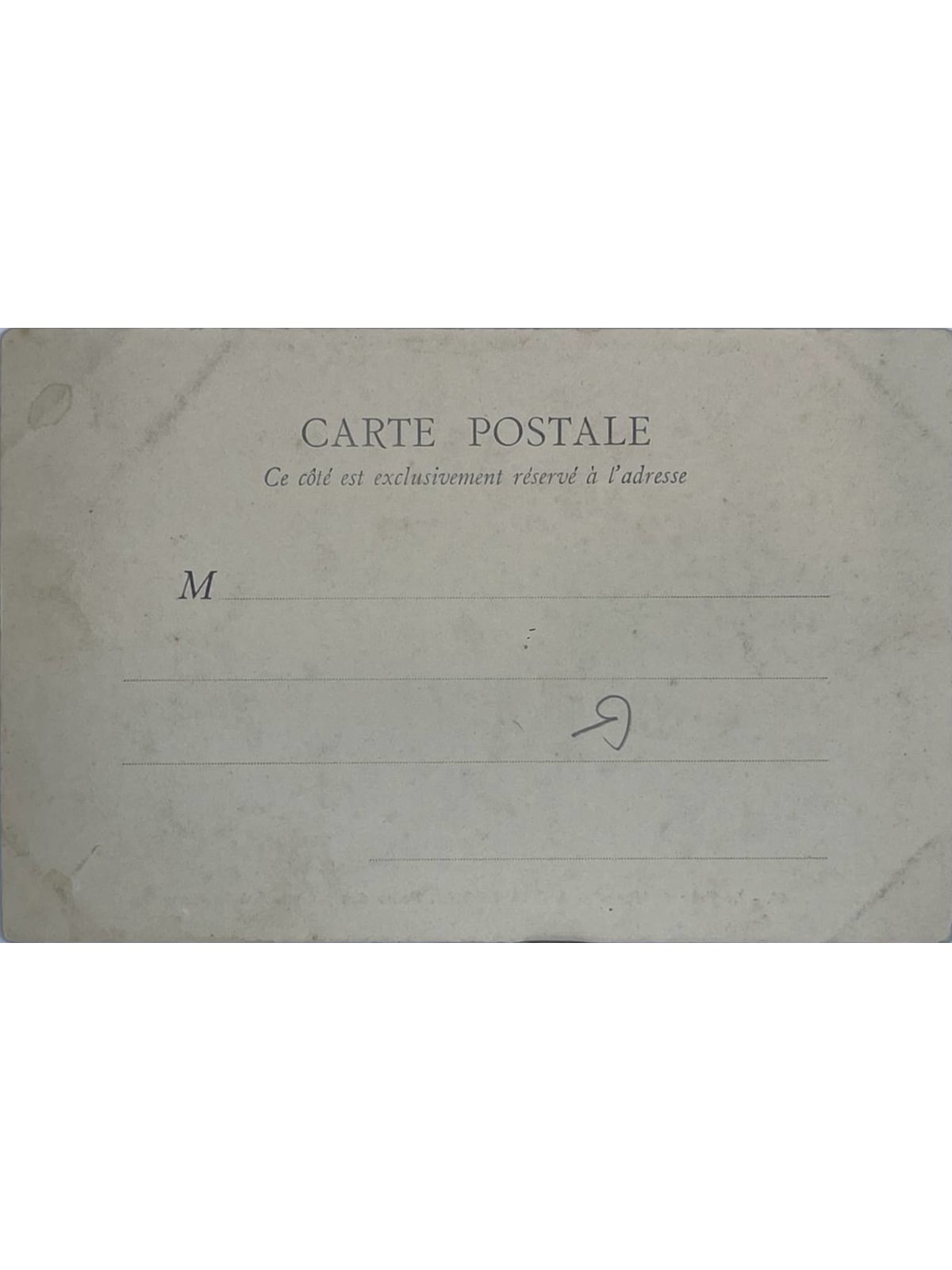 Verso de la carte postale