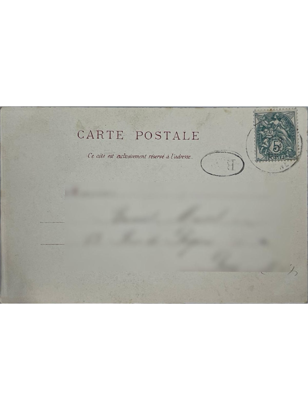 Verso de la carte postale