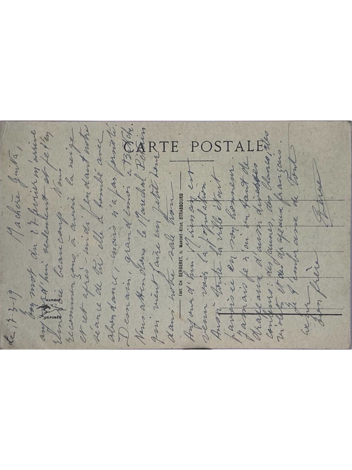 Verso de la carte postale