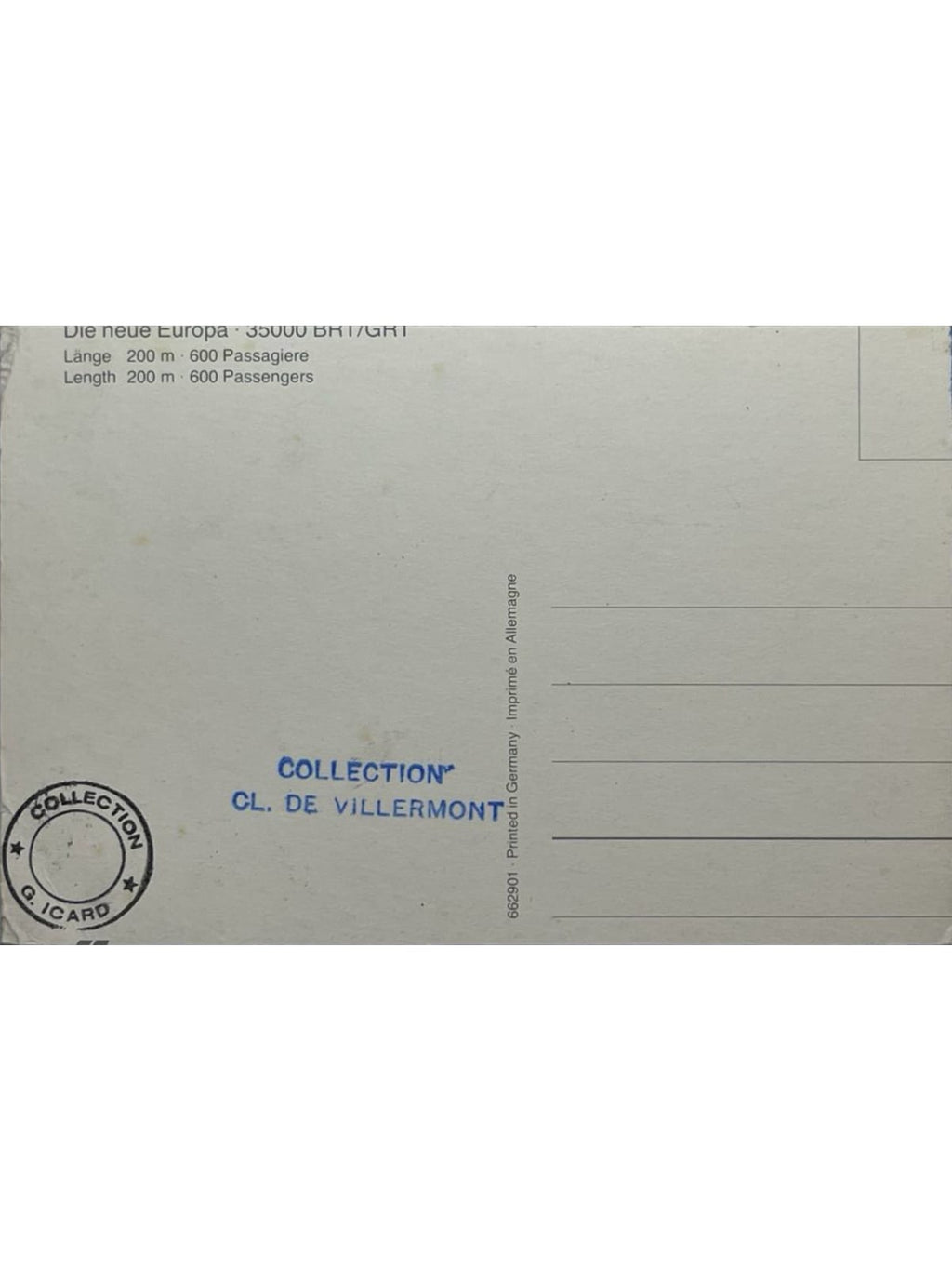 Verso de la carte postale