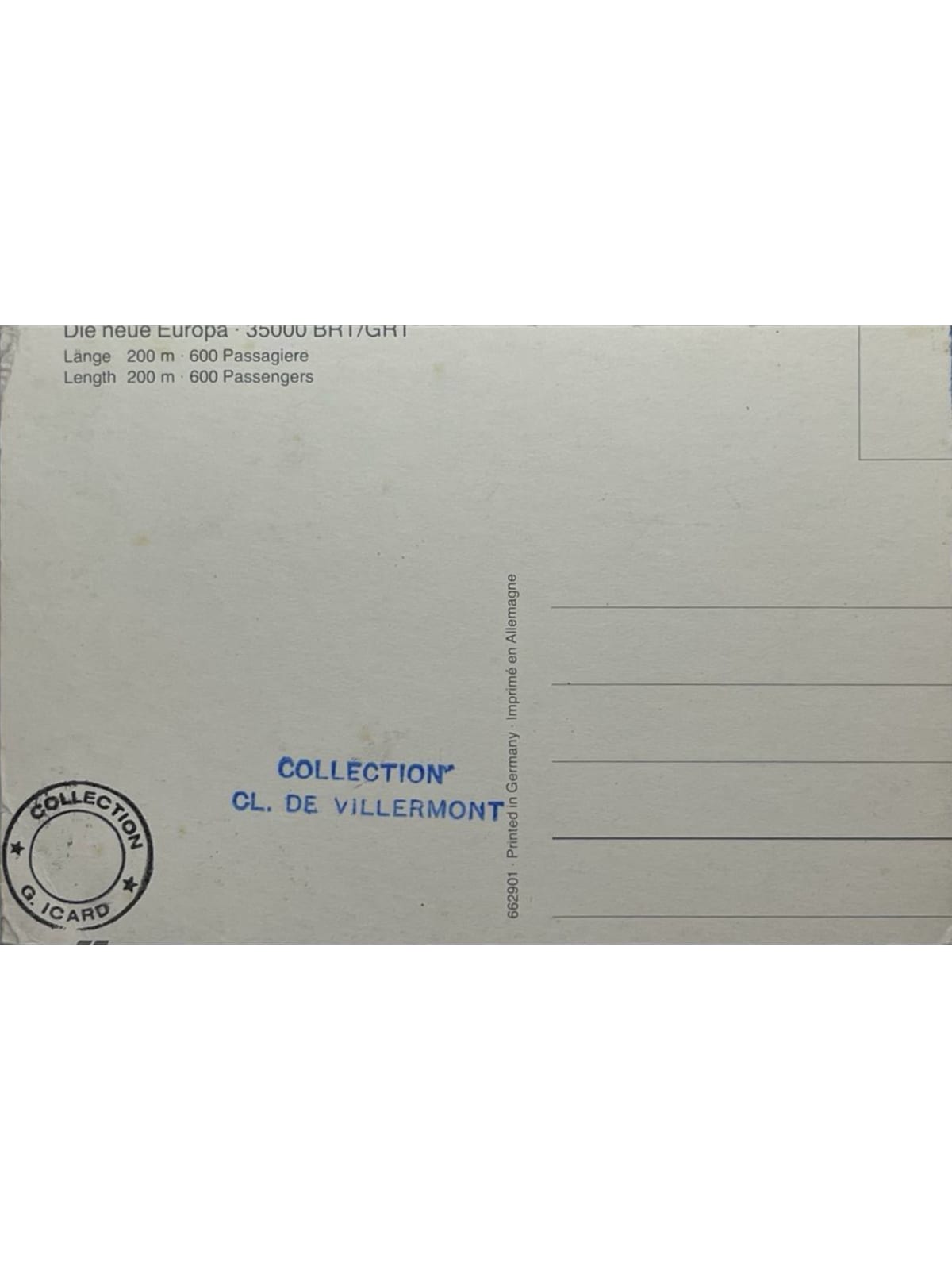 Verso de la carte postale