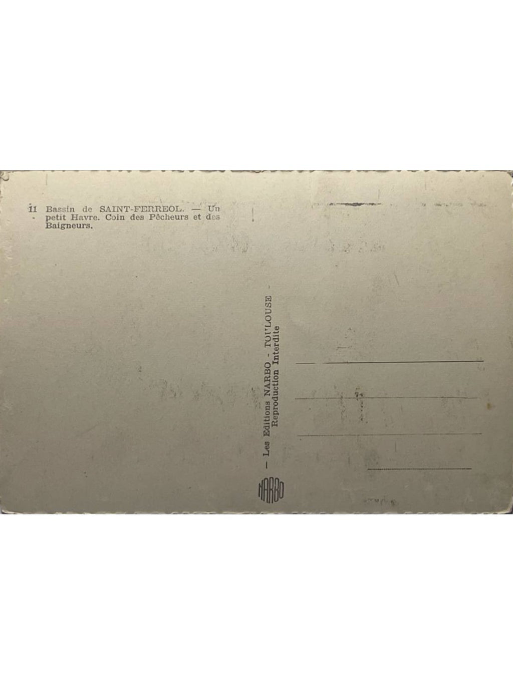 Verso de la carte postale