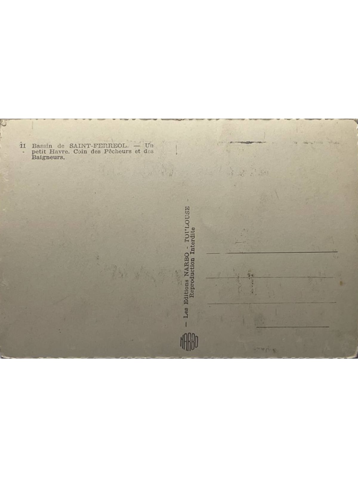 Verso de la carte postale