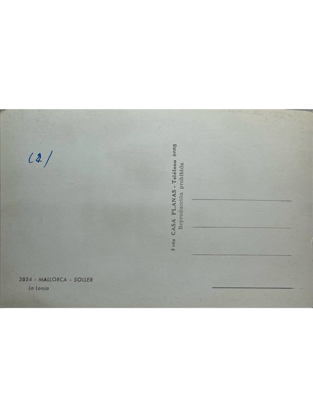 Verso de la carte postale