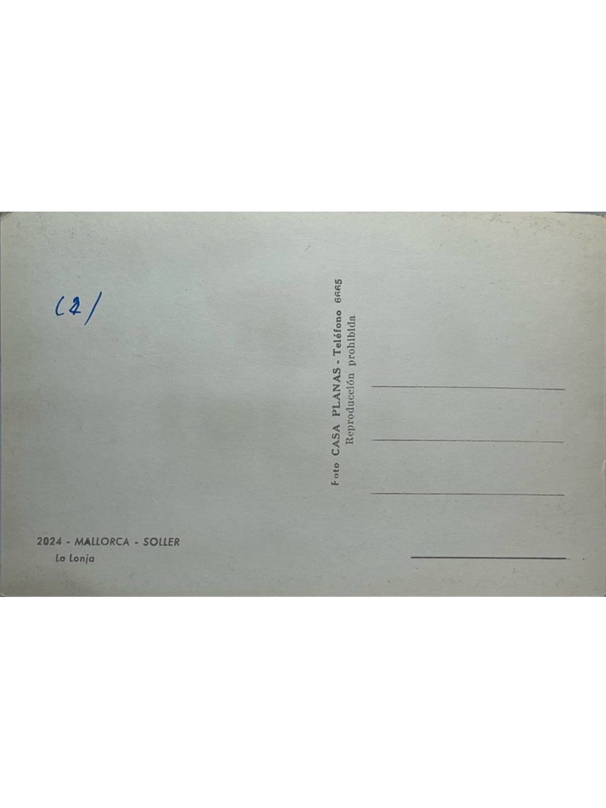 Verso de la carte postale