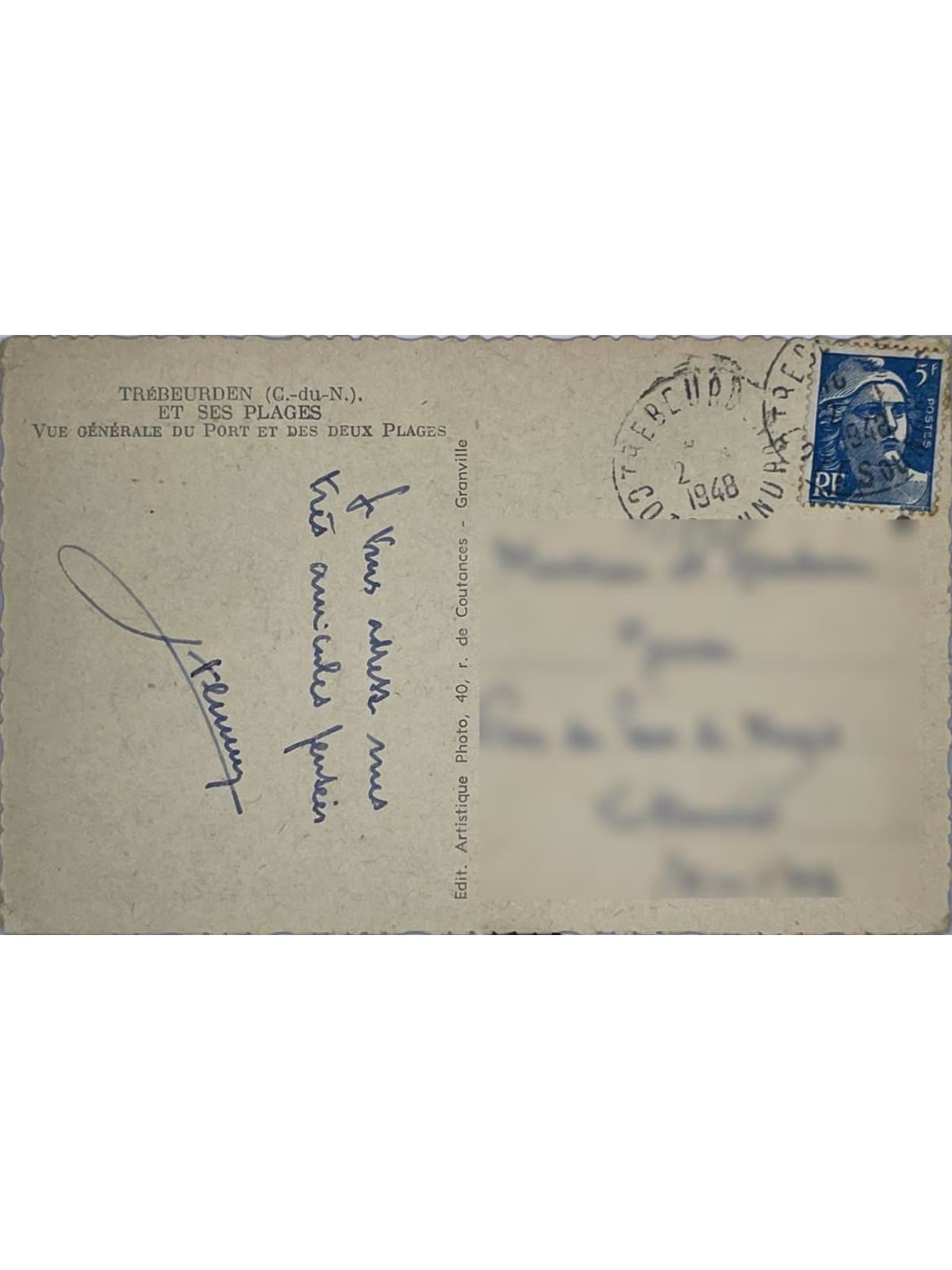 Verso de la carte postale