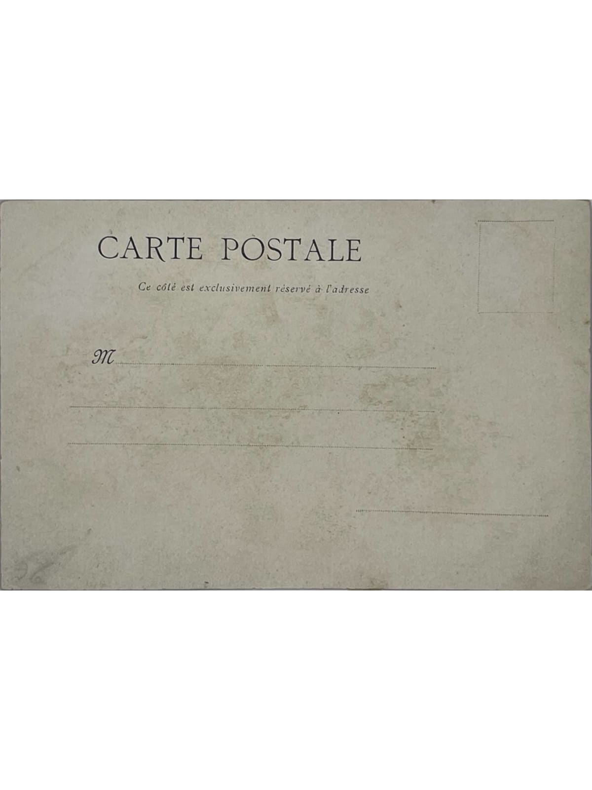 Verso de la carte postale