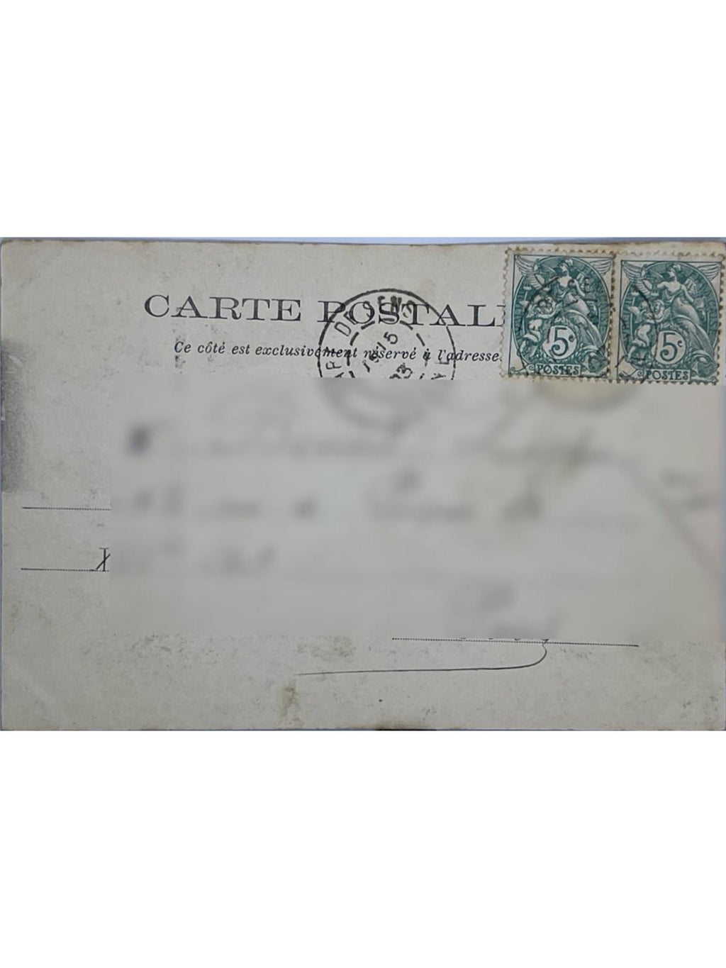 Verso de la carte postale
