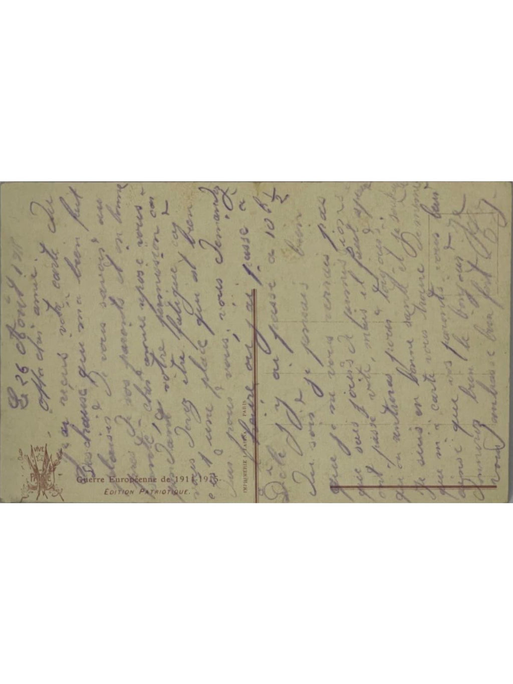 Verso de la carte postale