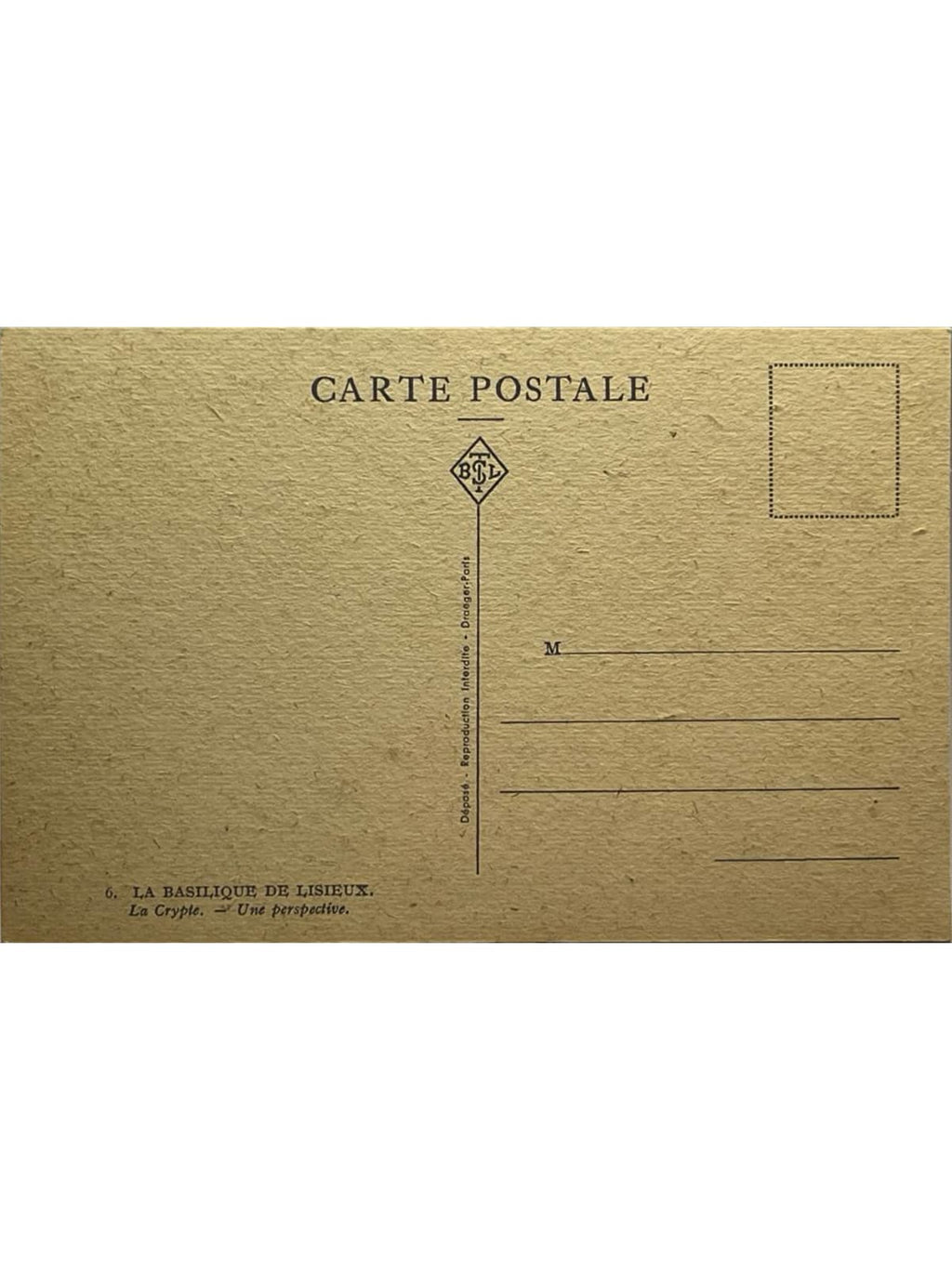 Verso de la carte postale
