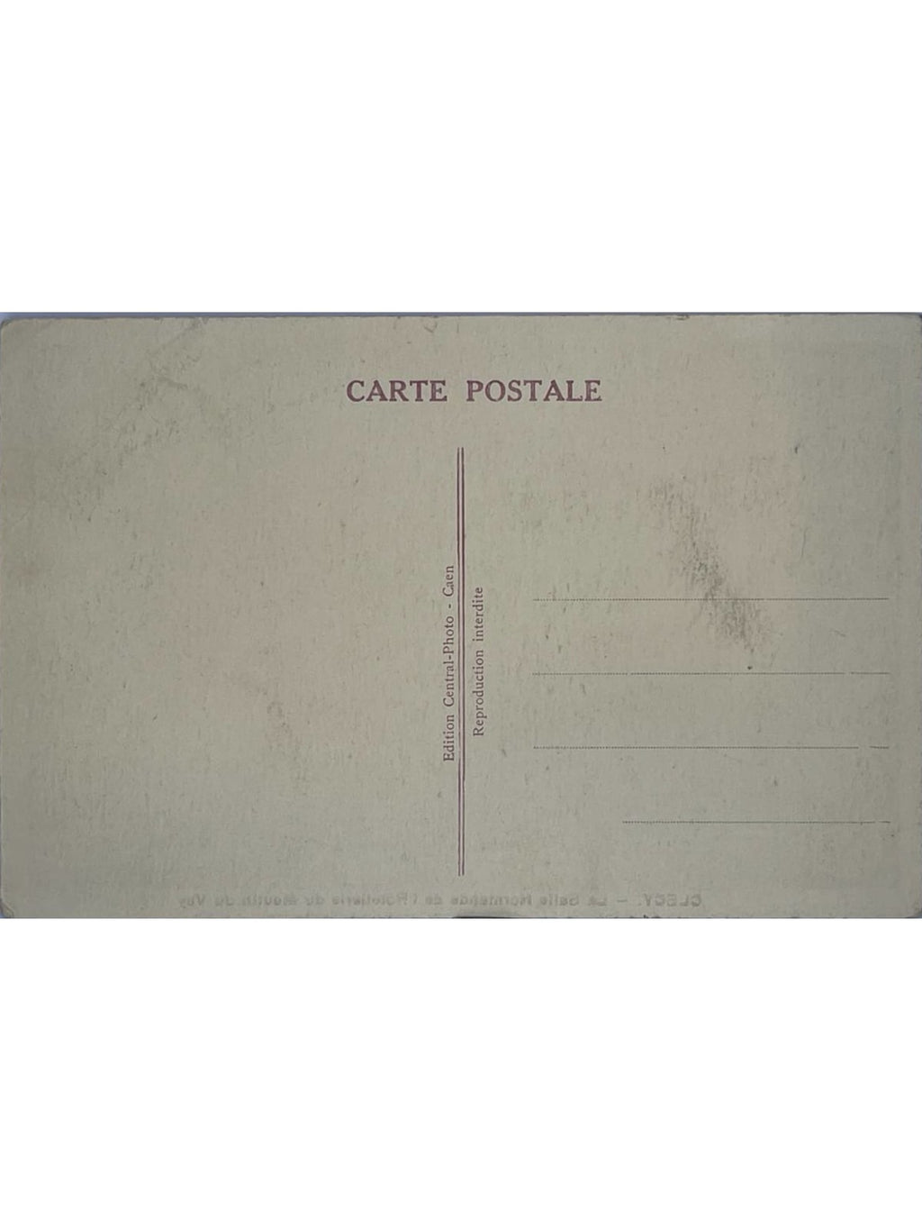 Verso de la carte postale