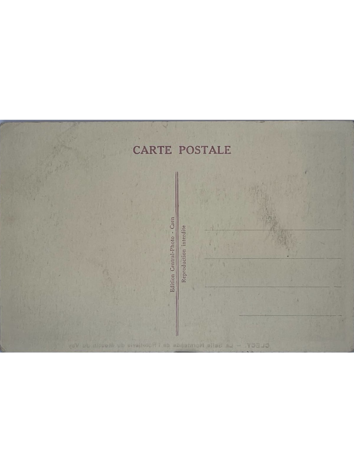 Verso de la carte postale