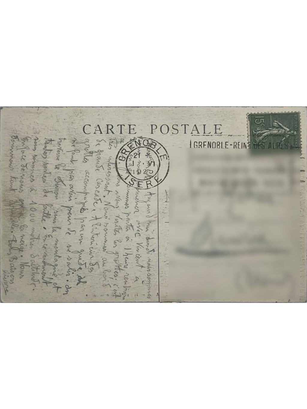 Verso de la carte postale