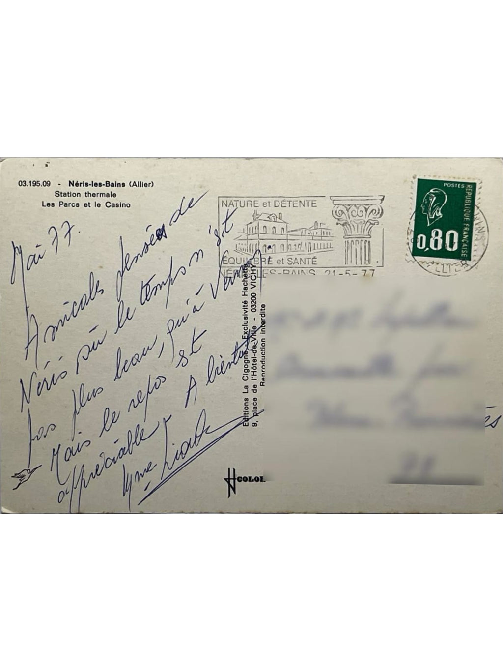 Verso de la carte postale