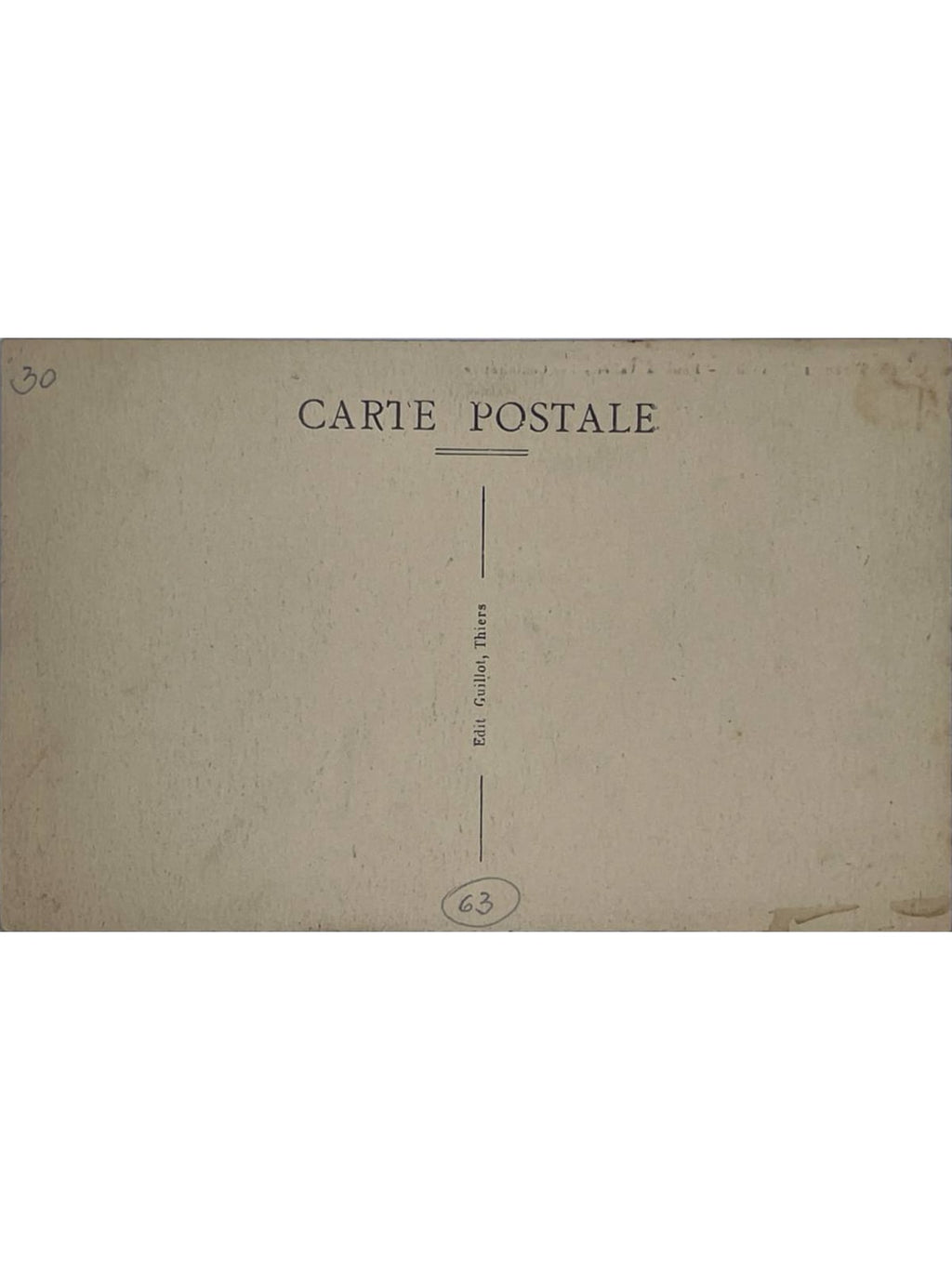 Verso de la carte postale