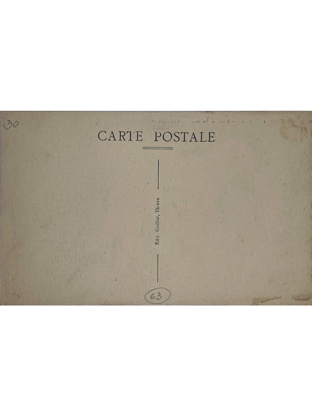 Verso de la carte postale