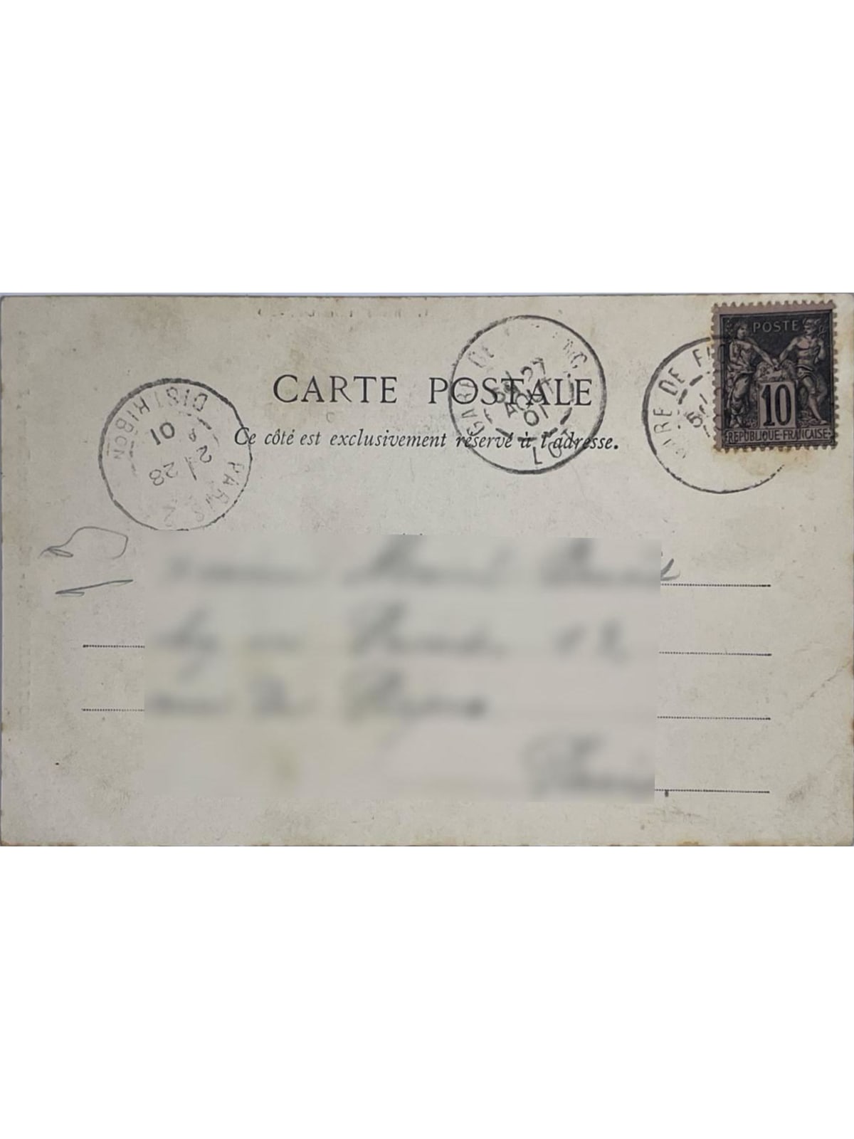 Verso de la carte postale