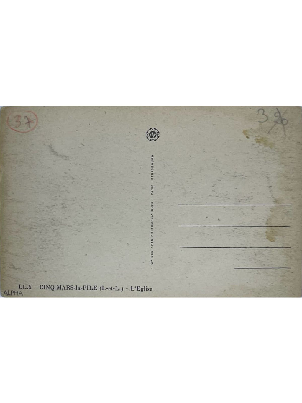 Verso de la carte postale