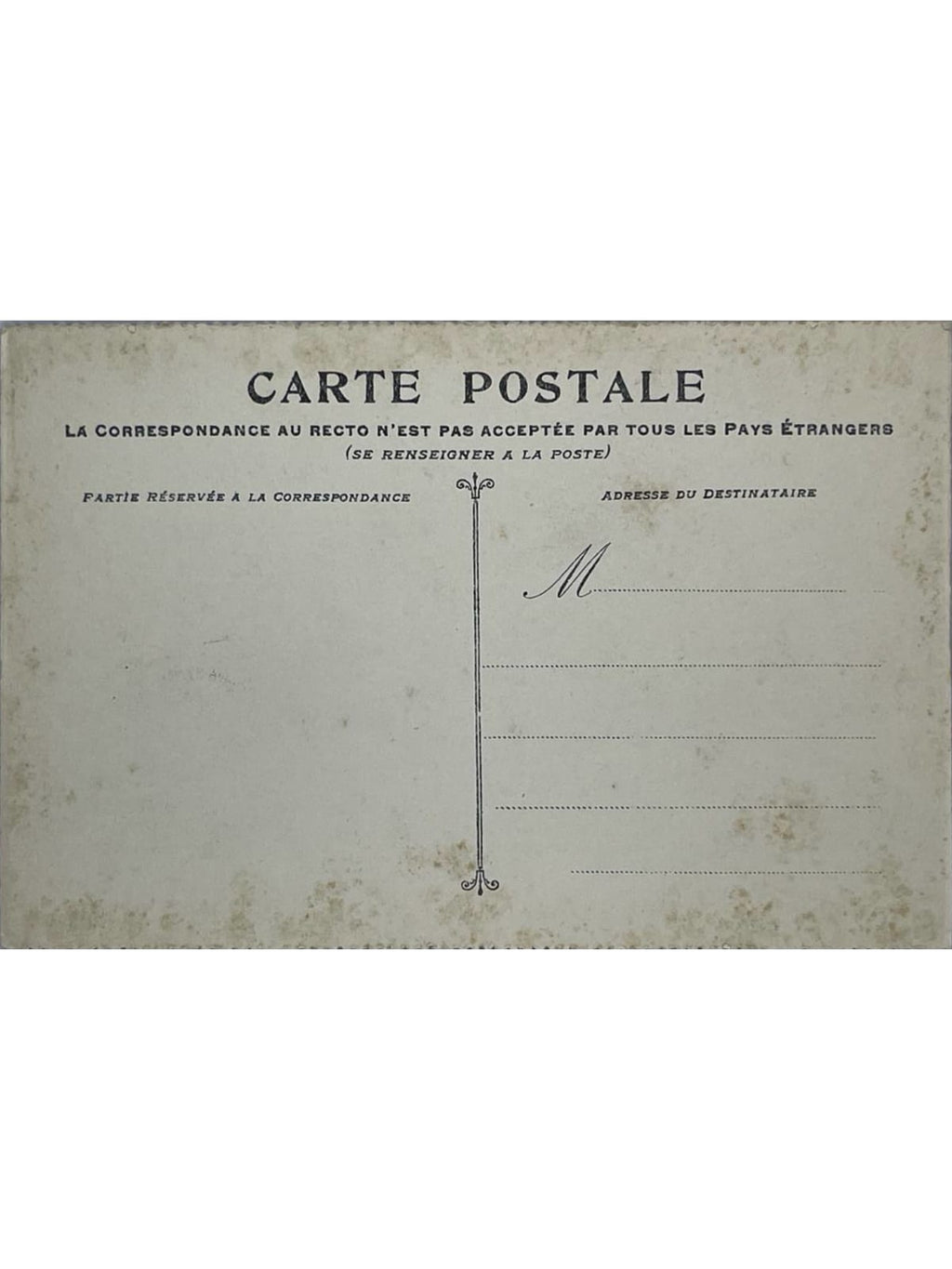 Verso de la carte postale