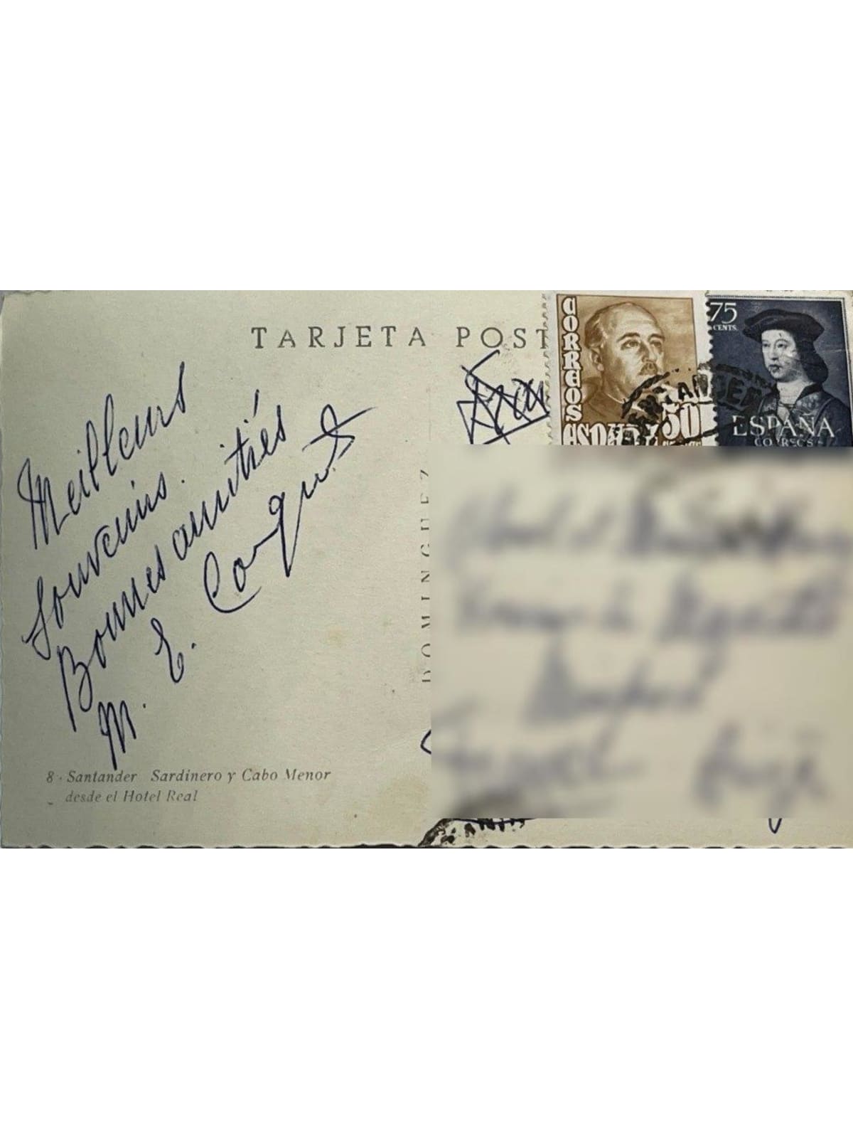 Verso de la carte postale