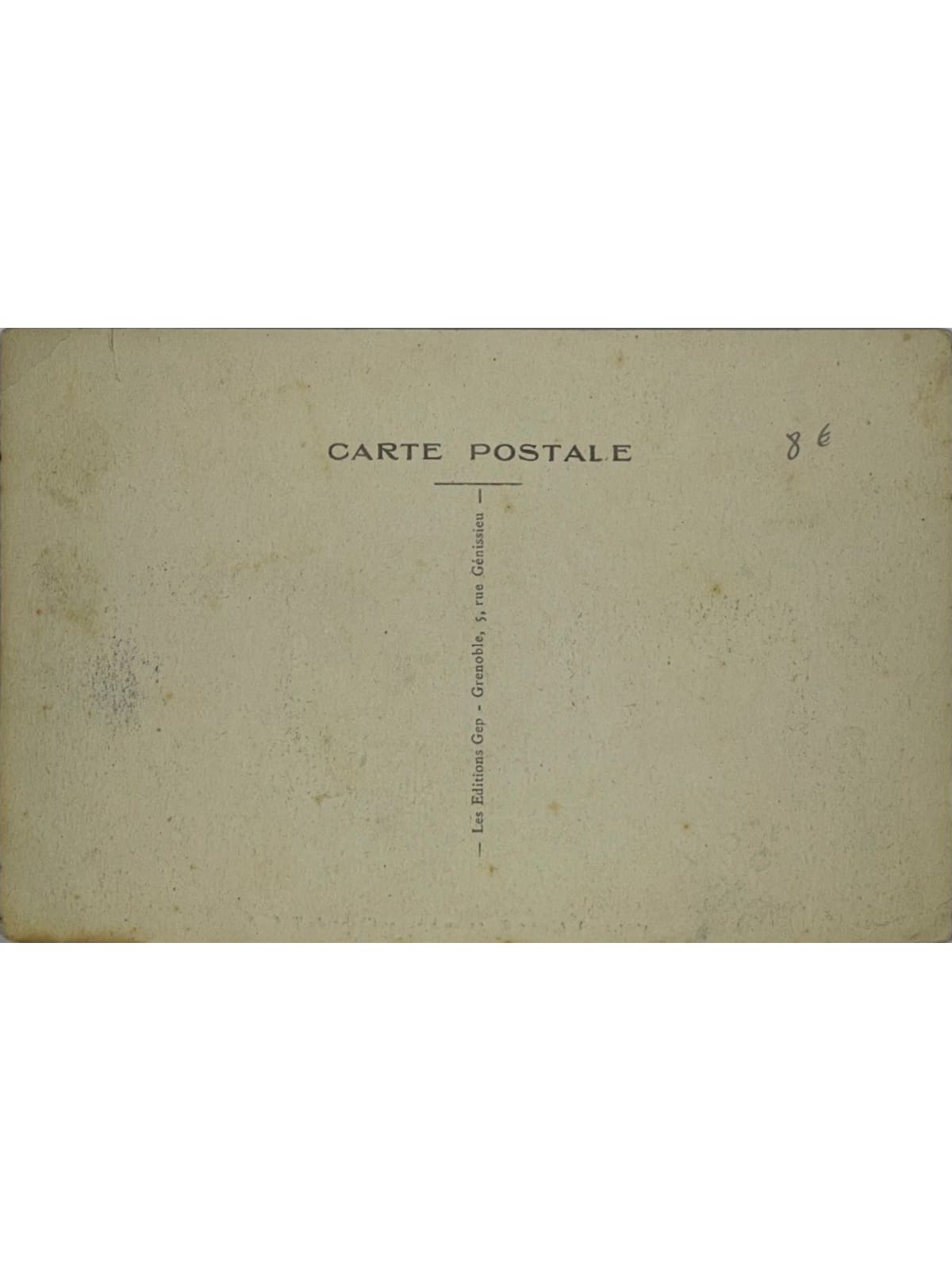 Verso de la carte postale
