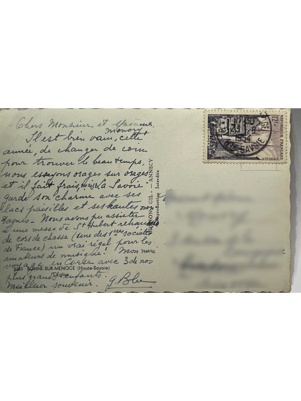 Verso de la carte postale