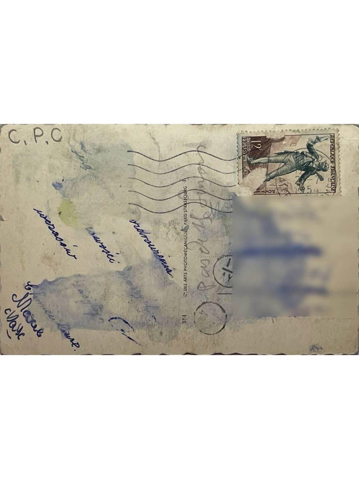 Verso de la carte postale