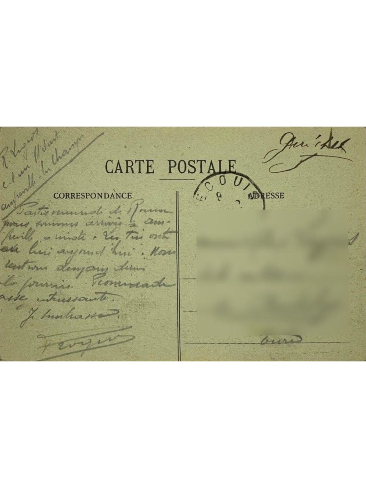 Verso de la carte postale
