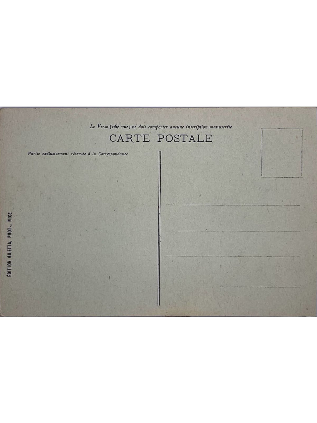 Verso de la carte postale