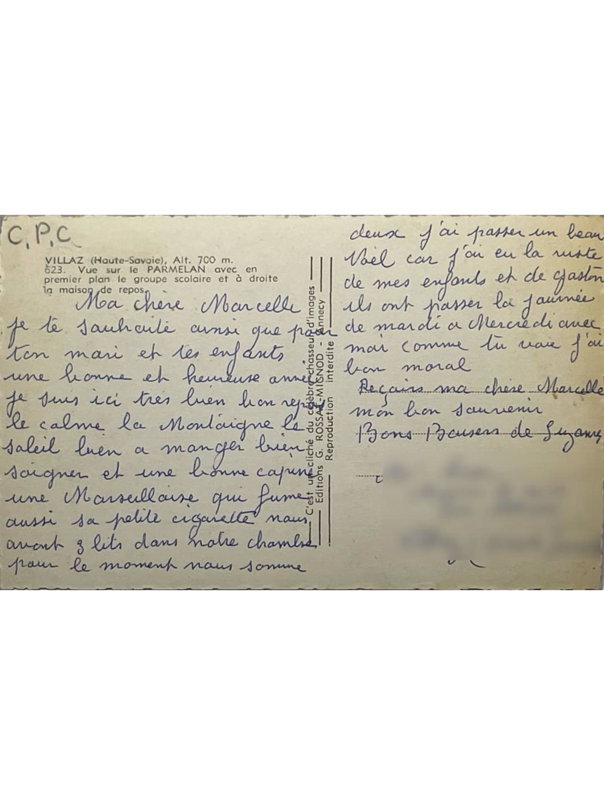 Verso de la carte postale