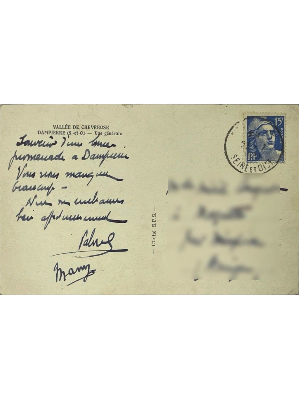 Verso de la carte postale