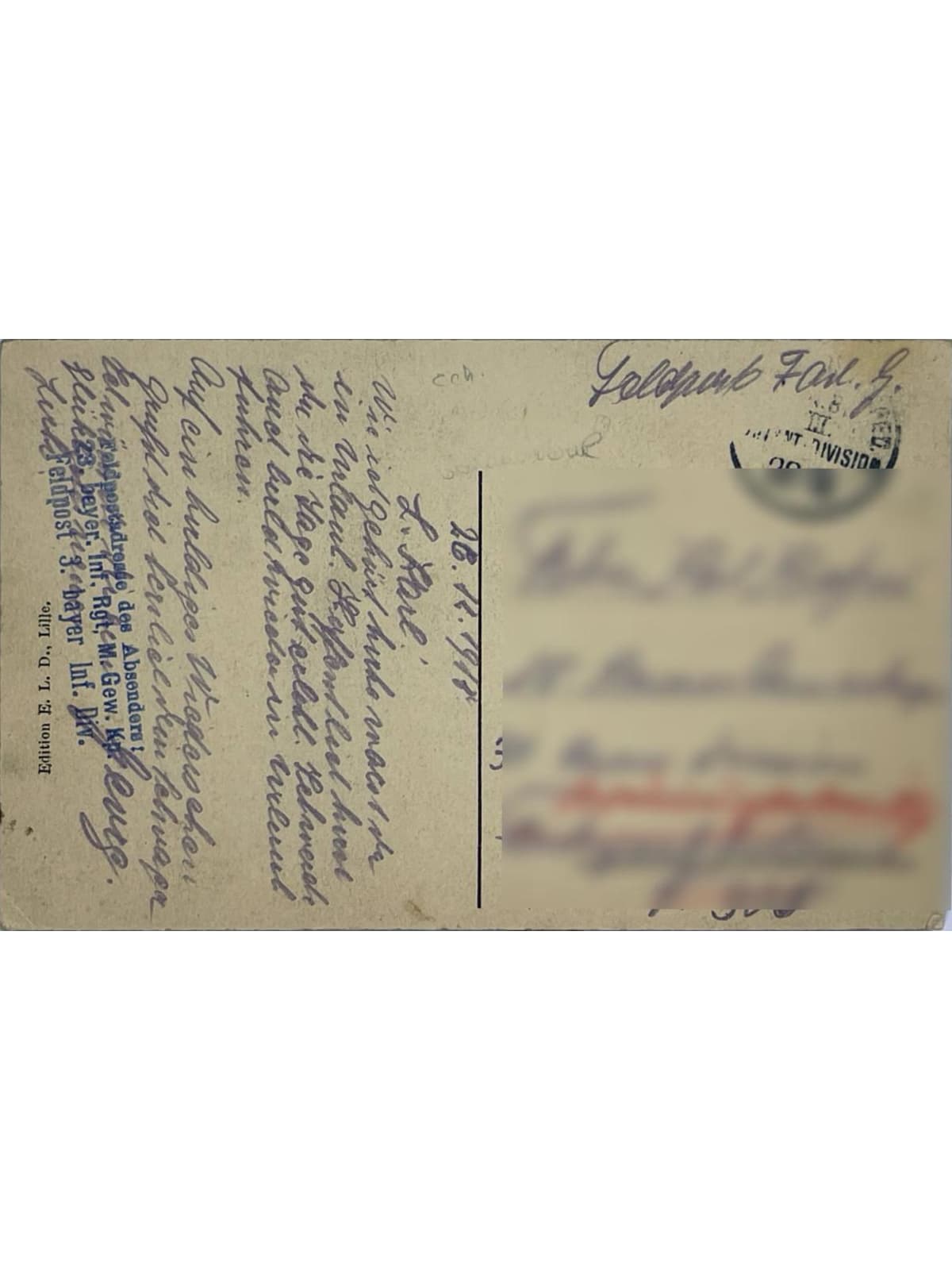 Verso de la carte postale