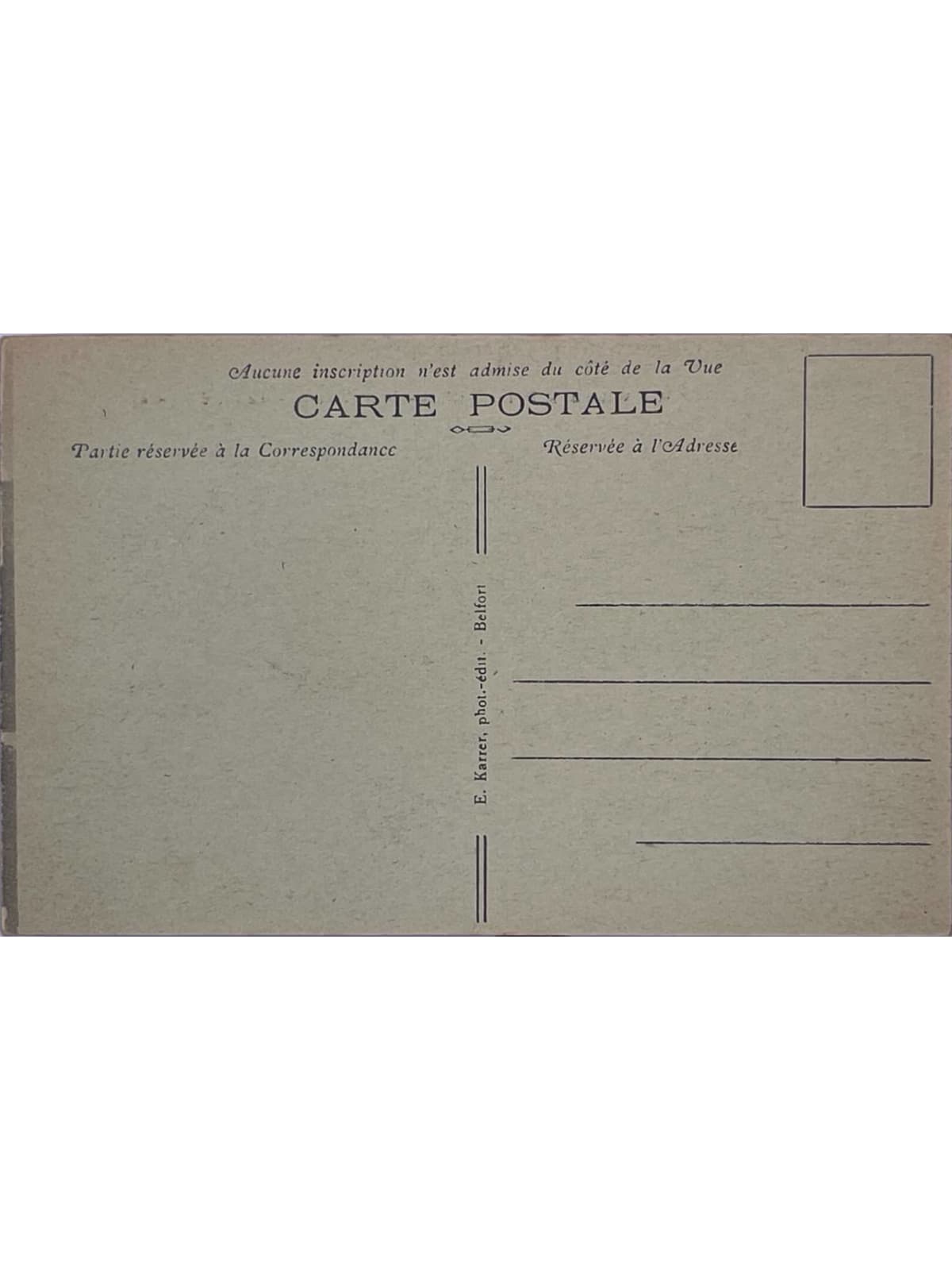 Verso de la carte postale