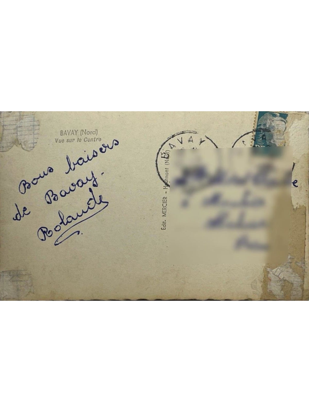 Verso de la carte postale