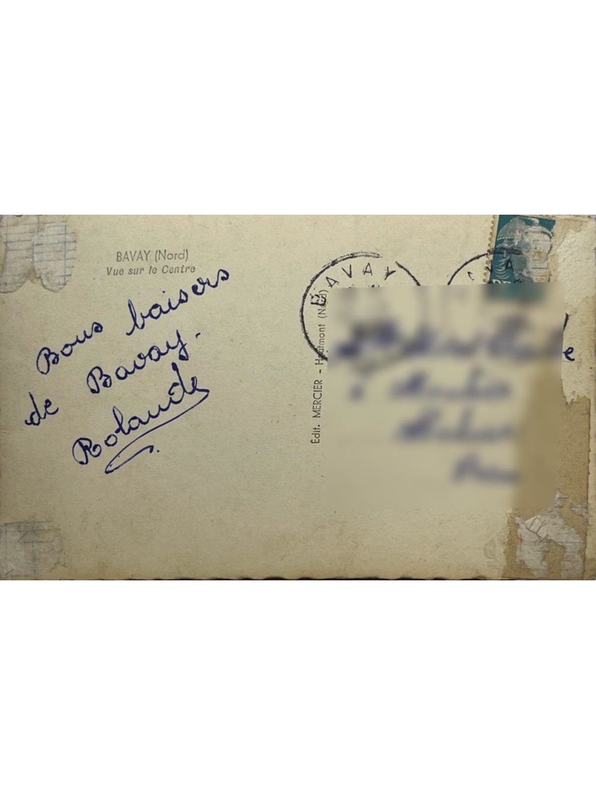 Verso de la carte postale