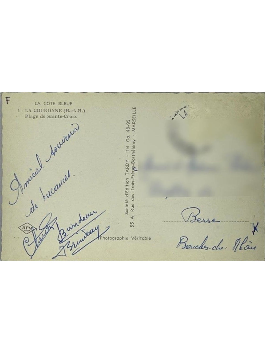 Verso de la carte postale