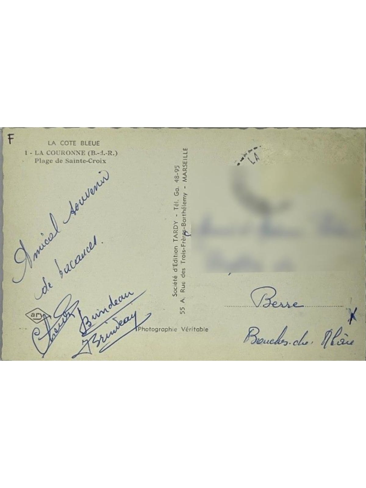 Verso de la carte postale