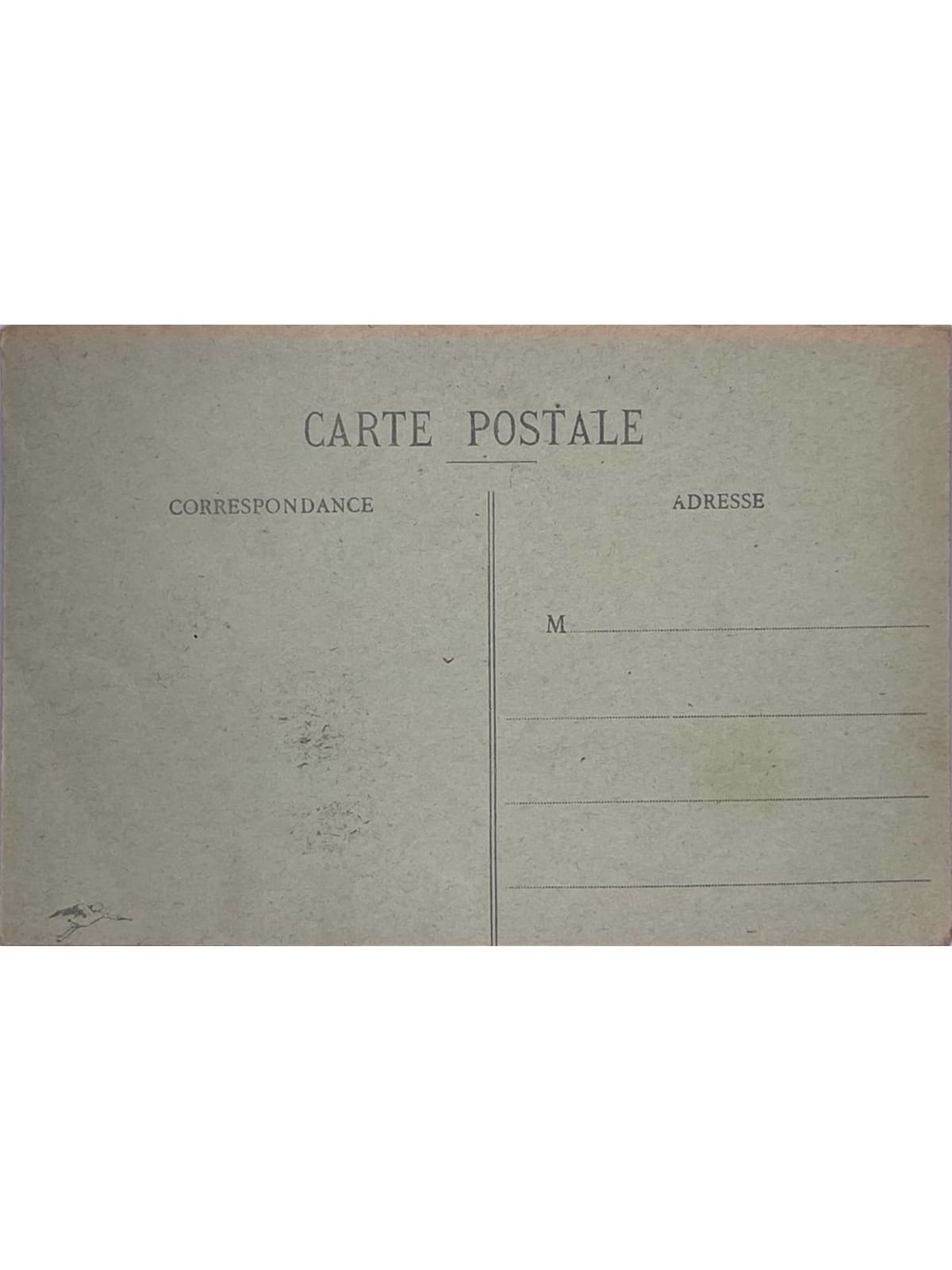 Verso de la carte postale