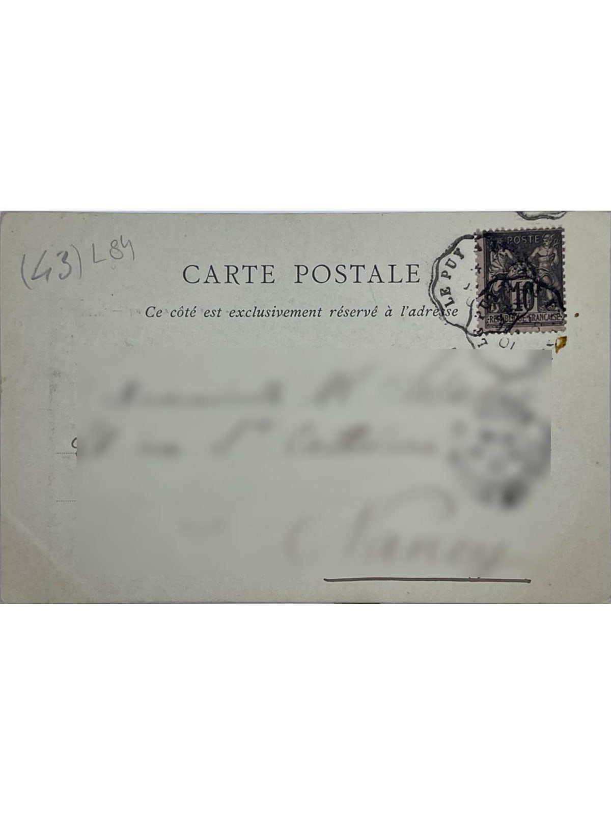 Verso de la carte postale