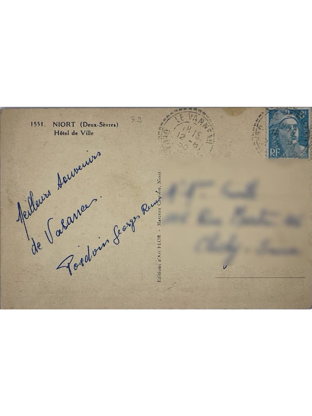 Verso de la carte postale