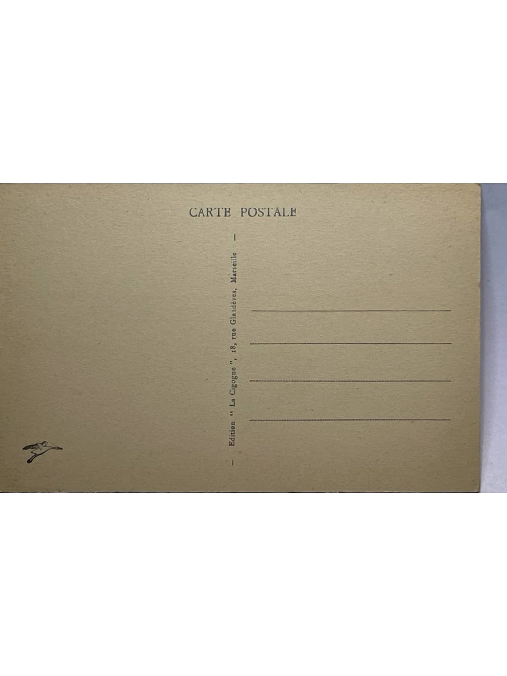 Verso de la carte postale