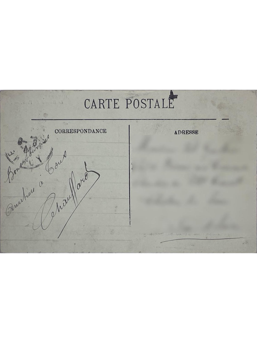 Verso de la carte postale