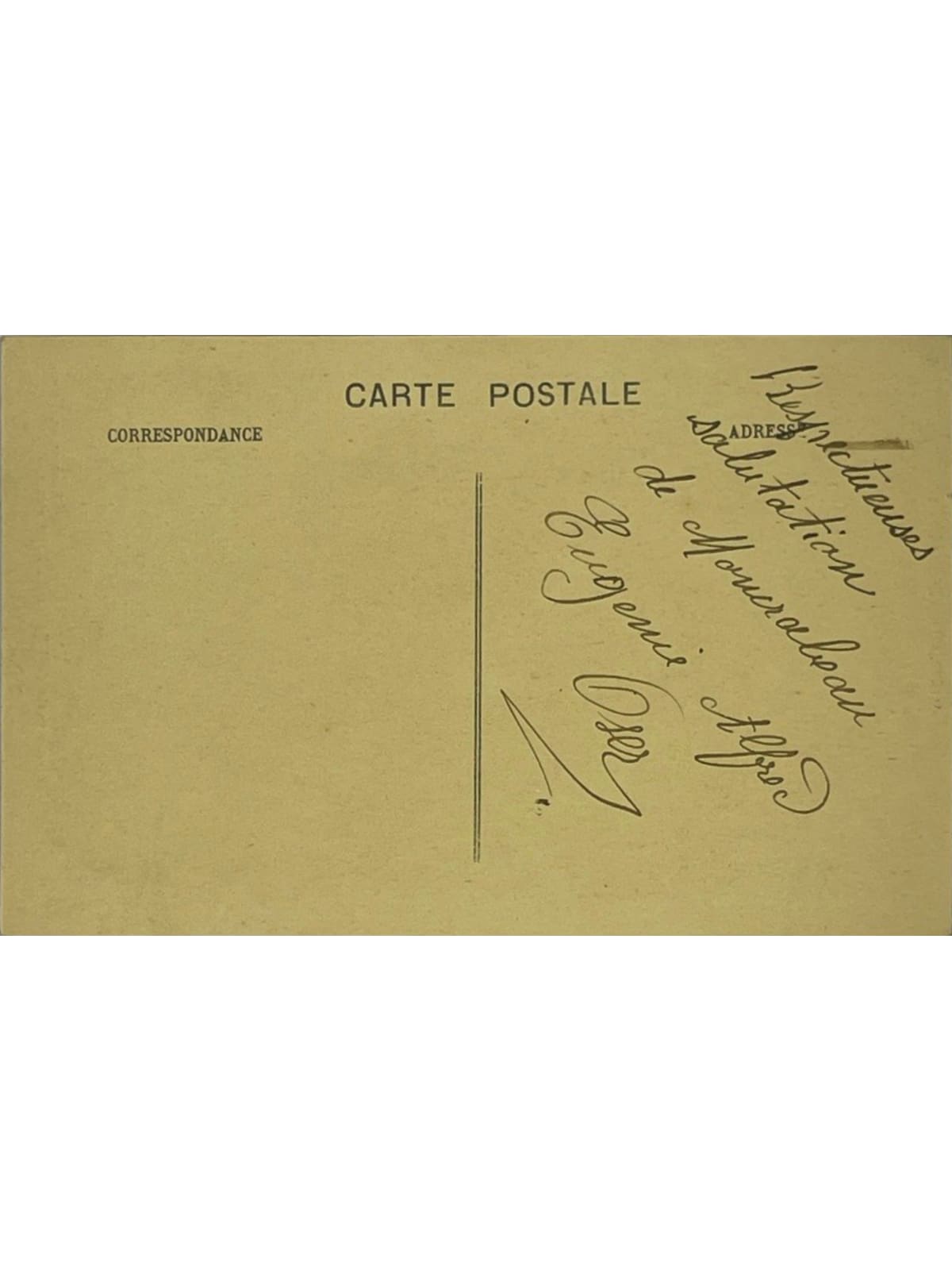 Verso de la carte postale