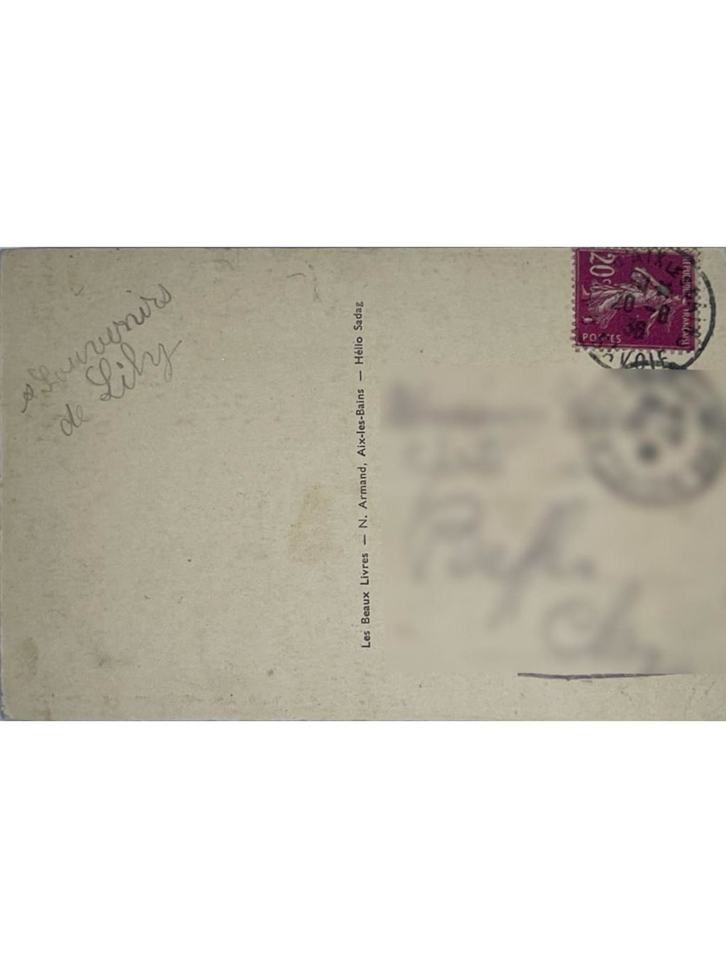 Verso de la carte postale