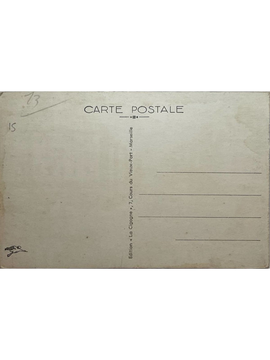 Verso de la carte postale