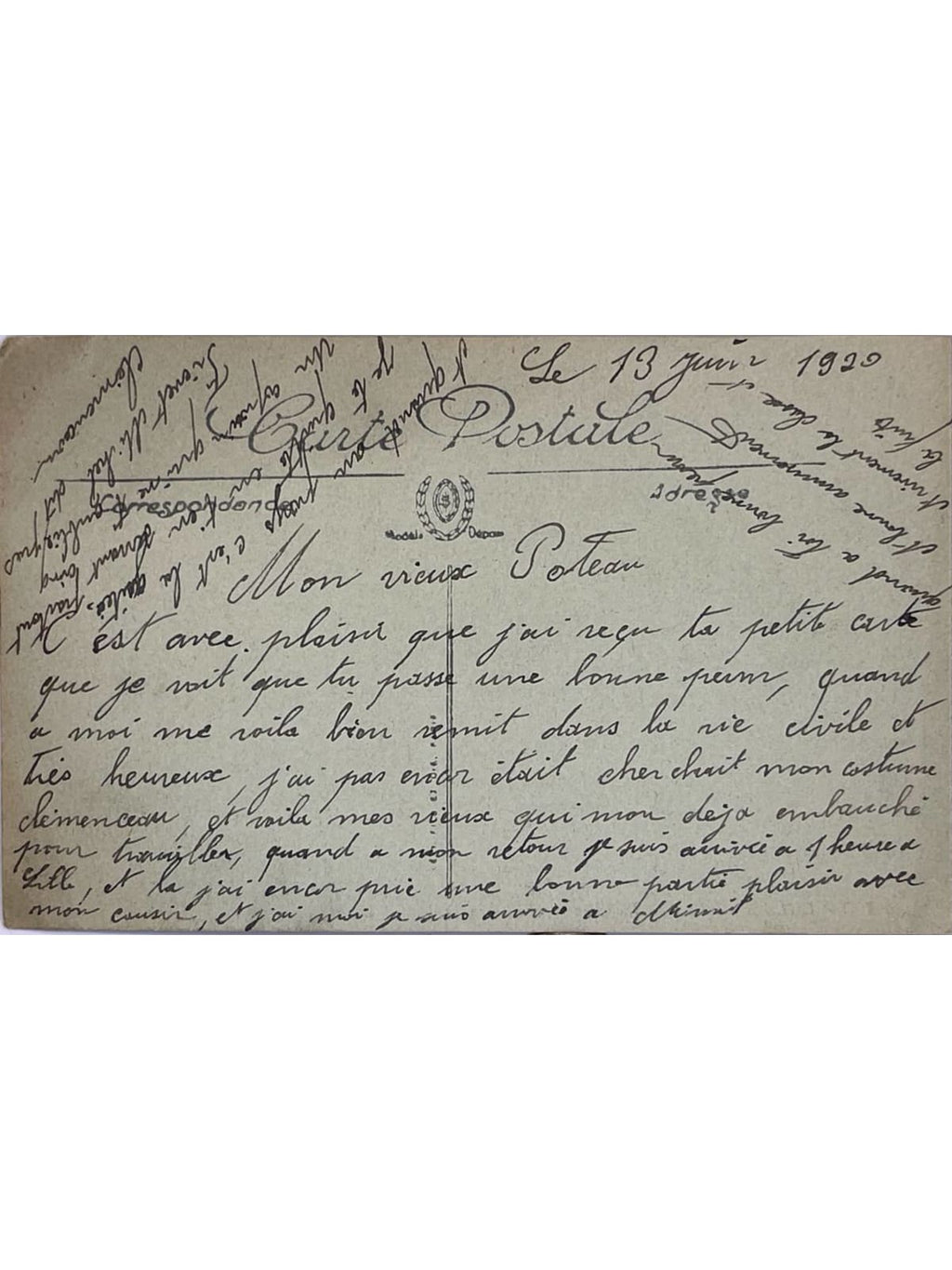 Verso de la carte postale